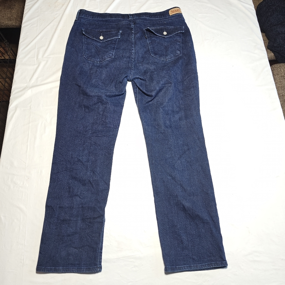 Levi’s 525 Perfect Waist Straight Leg Jeans Womens 16 S Blue Dark Wash Stretch - Picture 2 of 11